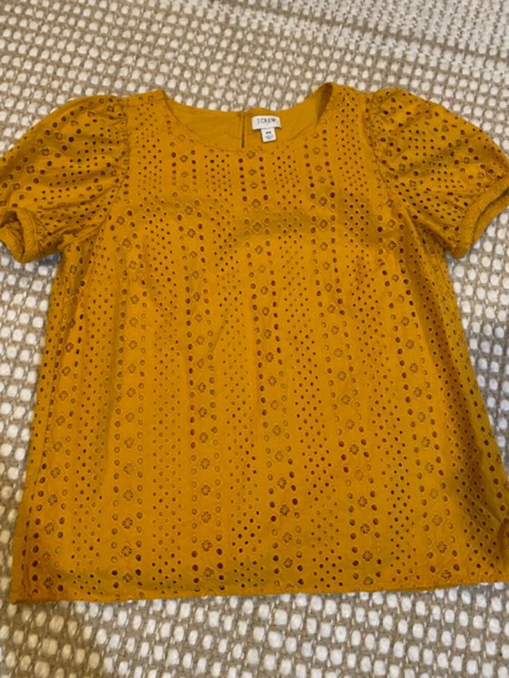 J.Crew Eyelet Puff Sleeve Top - Golden Yellow Size XS